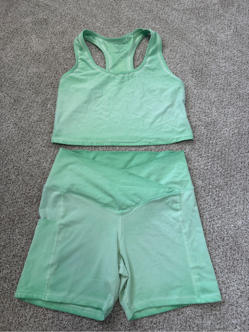 Evolution and Creation Biker Shorts and Sports Bra Athletic Set